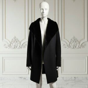 55. LAST THREE Twelve by ontwelfth Faux Fur Long Coat - Black